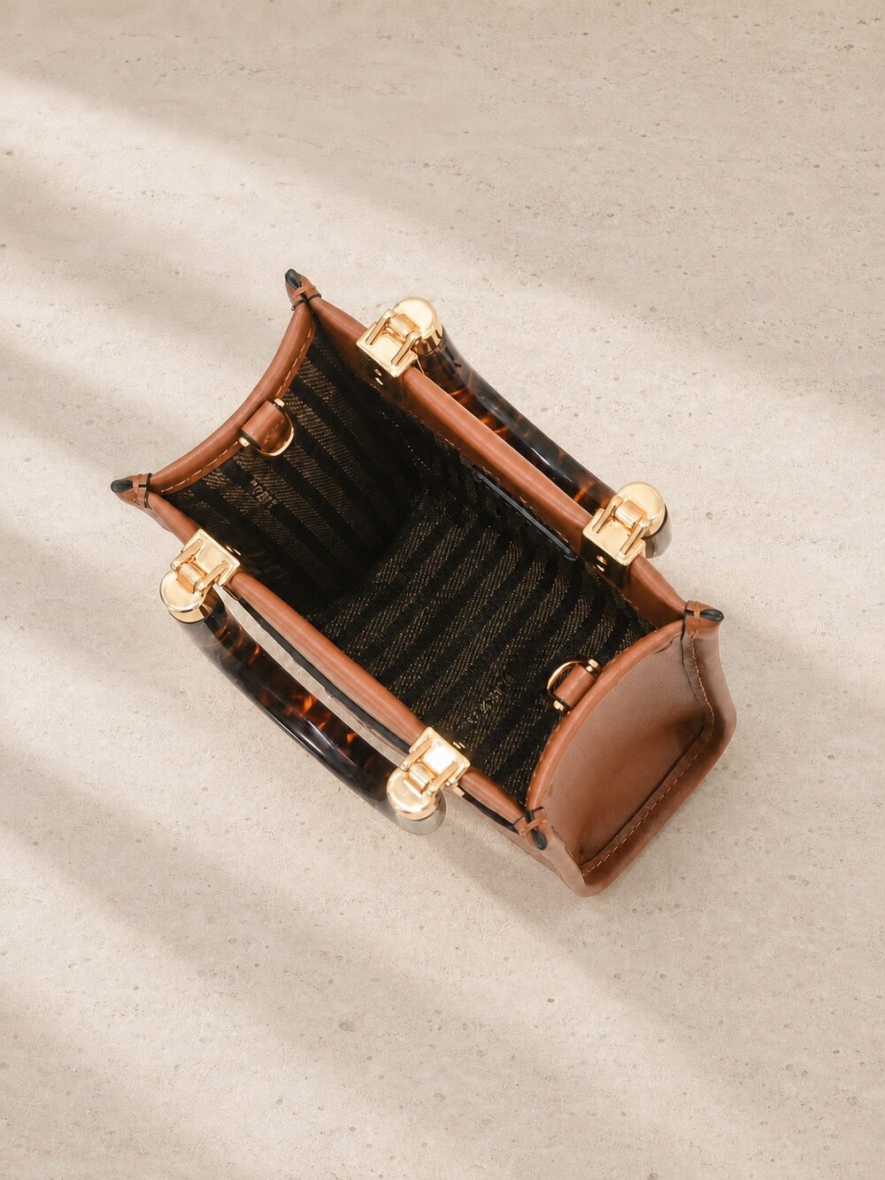 Fendi Sunshine Mini Brown Calfskin Top Handle Shopper - Picture 9 of 9